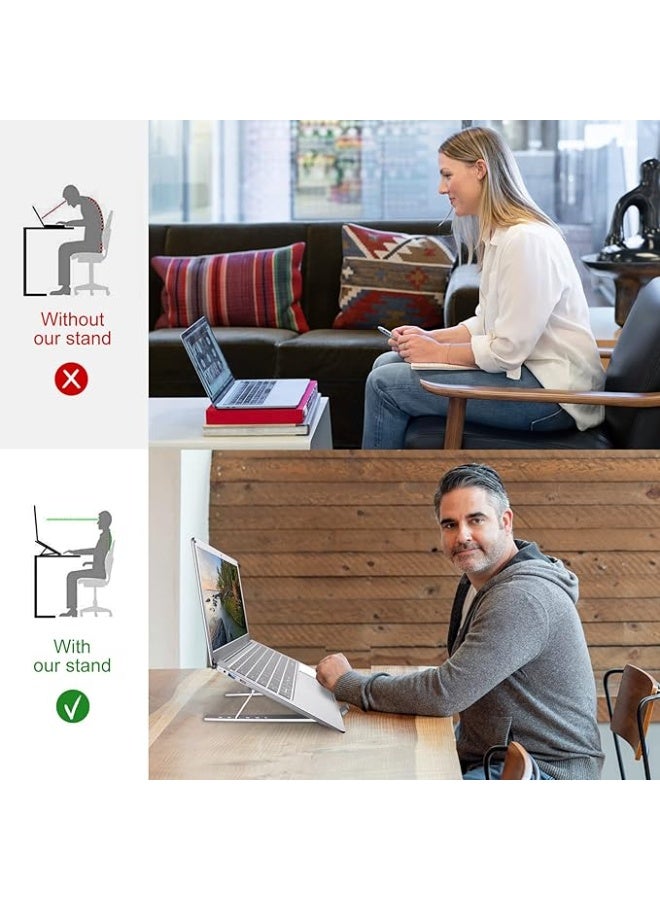 Metal laptop stand, suitable for office and mobile phones, foldable and adjustable, suitable for laptops and iPads, with an adjustable angle. - Image 4